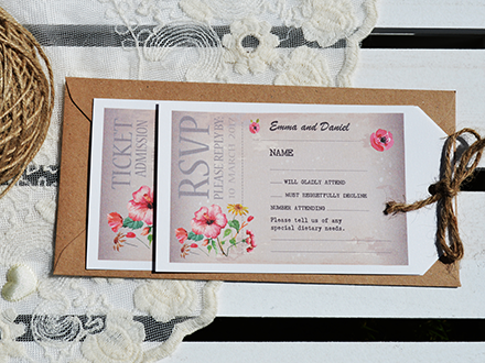 Vintage Ticket Flat Bundle Invitation